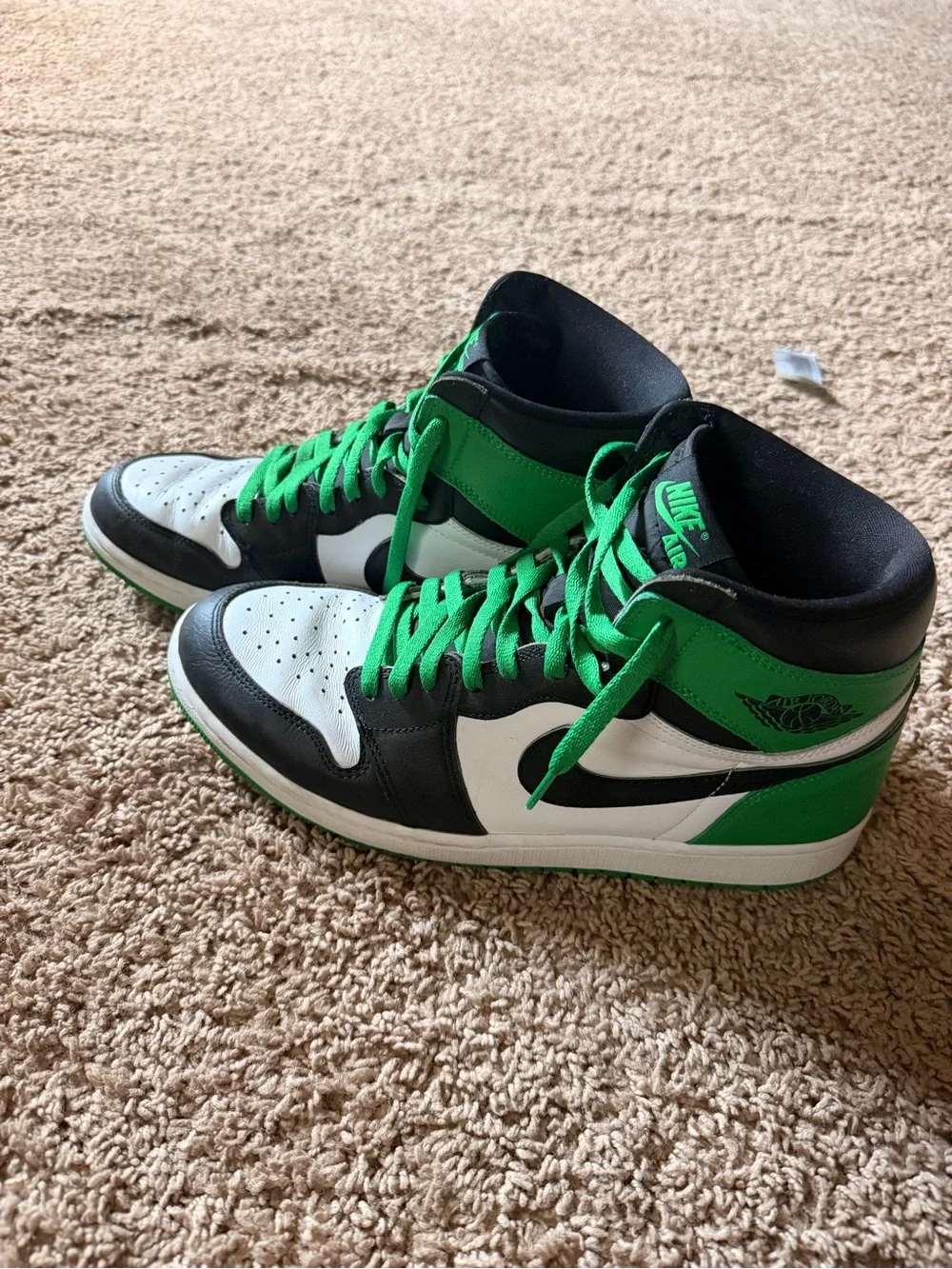 Jordan Men’s High-Top Sneakers in Green, Black & White